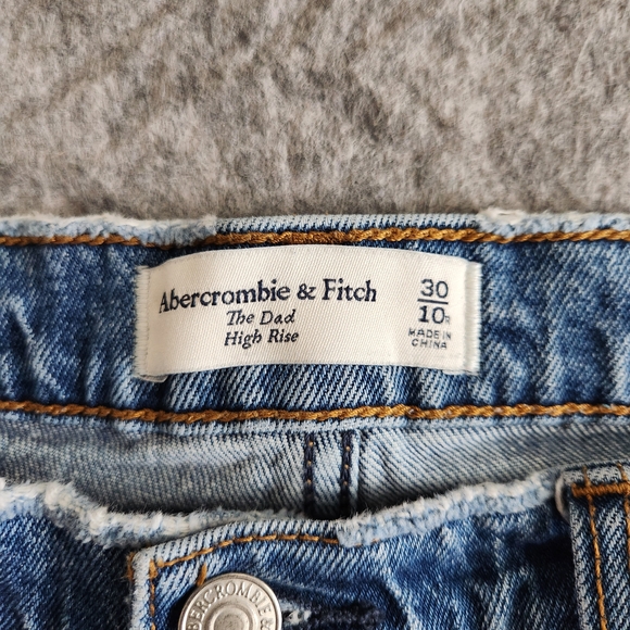 Abercrombie & Fitch The Dad High Rise Button Fly Jeans Women's 30 Blue Denim Y2K - Picture 4 of 10